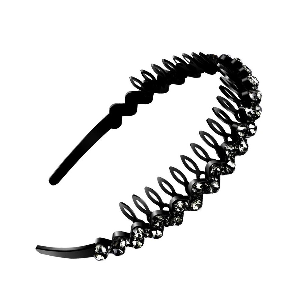 Teeth Comb Headbands - 4 Pcs Wave Rhinestone Crystal Hair Hoop for Women & Teens - Picture 4 of 7
